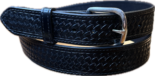 Visalia Black Uniform Basket Weave Patterned Belt