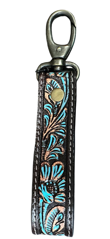 Challenger Handcrafted Tooled Leather Key Fob