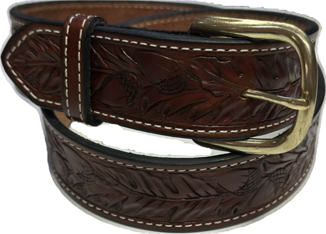 Visalia Tan Acorn Patterned Belt 1 1/2"