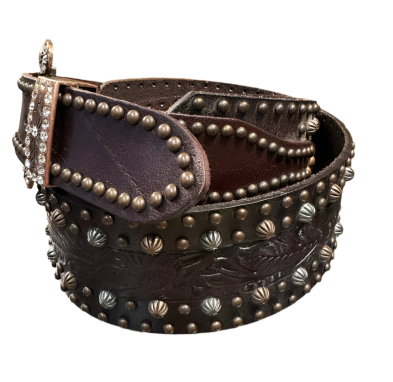 Angel Ranch - Tooled & Studded Wide Belt