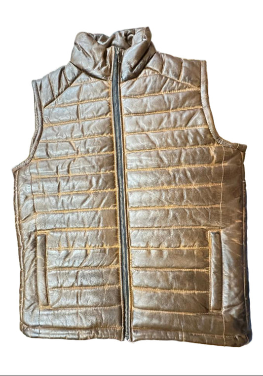 Cripple Creek Men's Quilt-Stitched Mustang Leather Vest