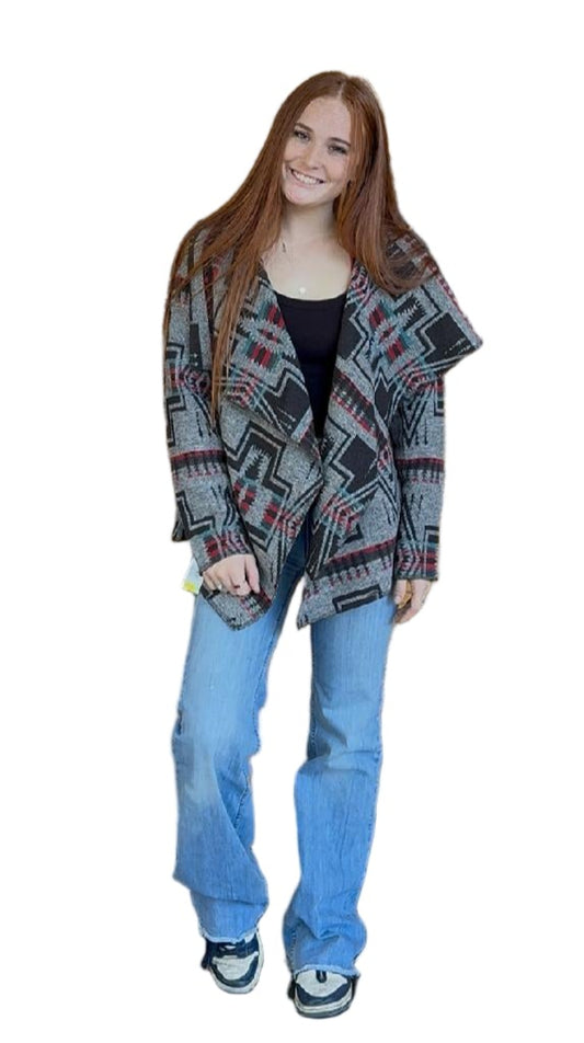 Cripple Creek Women's Southwestern Print Blanket Wrap Jacket