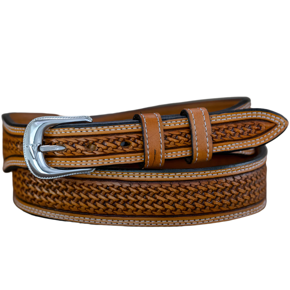 Vogt Russet Basket Weave Pattern 1-1/4" Belt Tapered to 3/4"