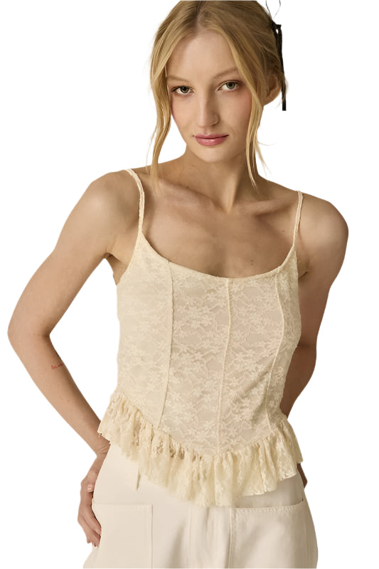 Papermoon - Hannah Lace Ruffled Top Cream